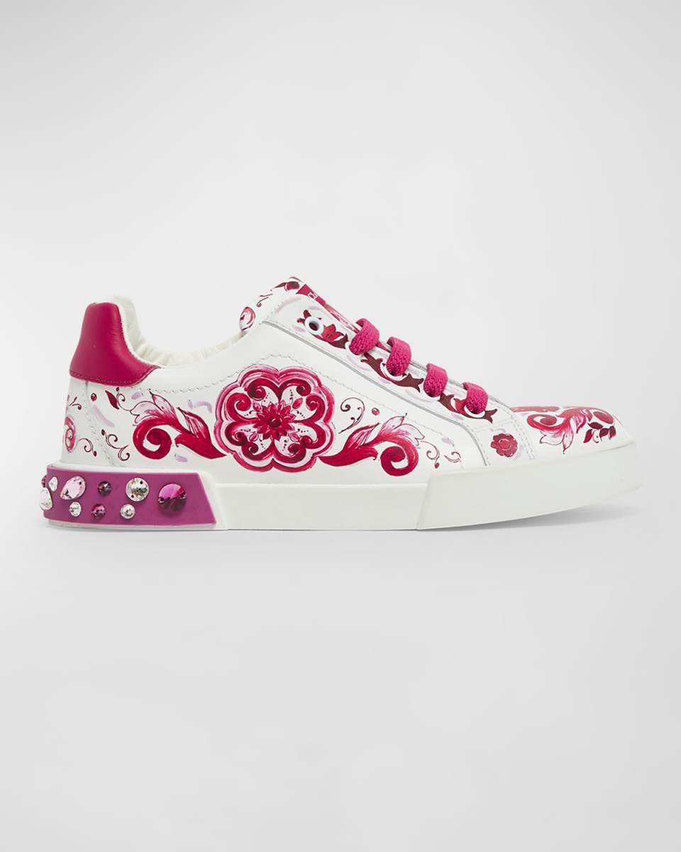 Girl's Maiolica Leather Sneakers, Toddlers/Kids